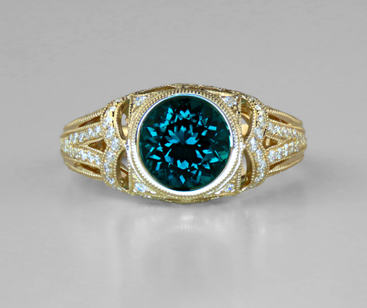 Grand Bazaar Blue Maine Tourmaline & Diamond Ring